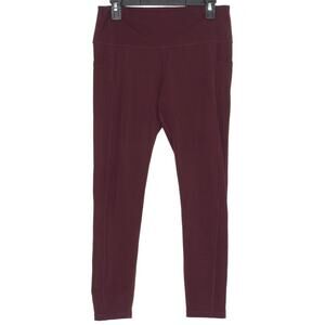 TSLA Womens Leggings Pockets Activewear Athletic Maroon Size XL LE